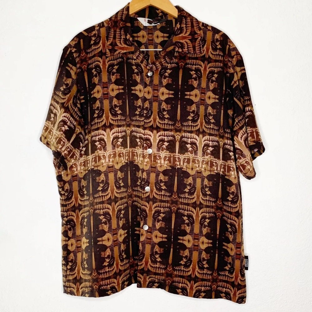Vintage Mens Hawaiian Shirt Tiki Polynesian Hawaii Luau Size Large